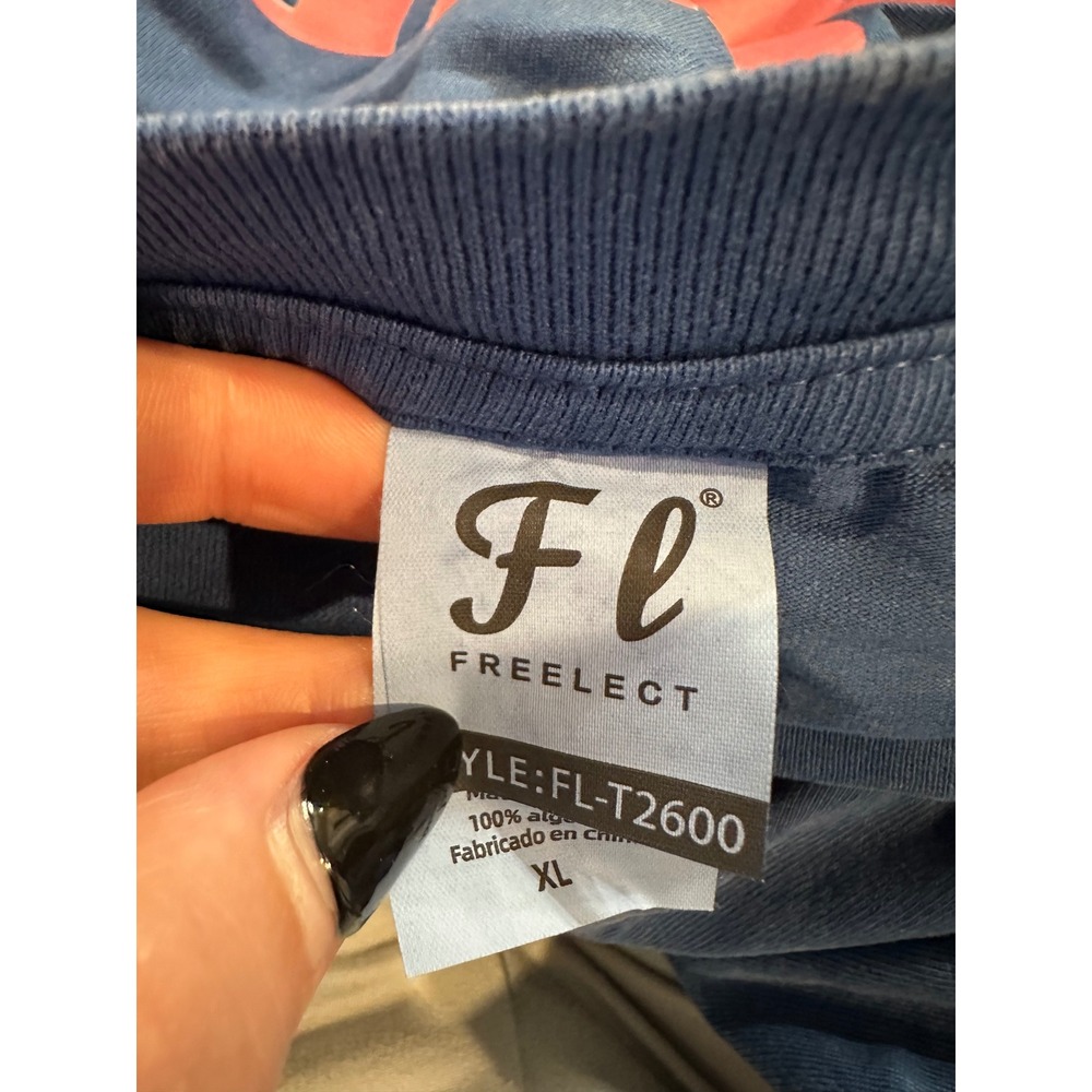 Freelect Motherhood Graphic T-Shirt Blue Mineral Wash Pink Text - Picture 4 of 4